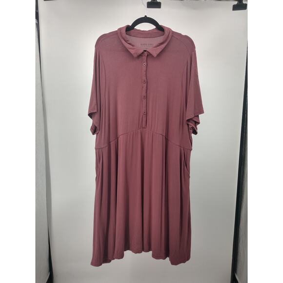 Torrid Shirt Dress 4X Super Soft Knit Collared‎ Jersey Short Sleeve Dusty Red - Picture 1 of 9